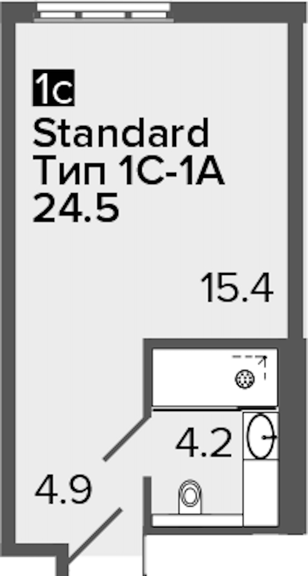 Квартира студия 24.5 м², 9/16 эт., Апарт-отель «ARTSTUDIO M103»